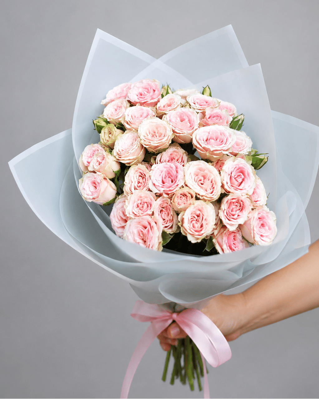 Ramo mini rosas rosadas pastel - JAZMÍN Y BERGAMOTA