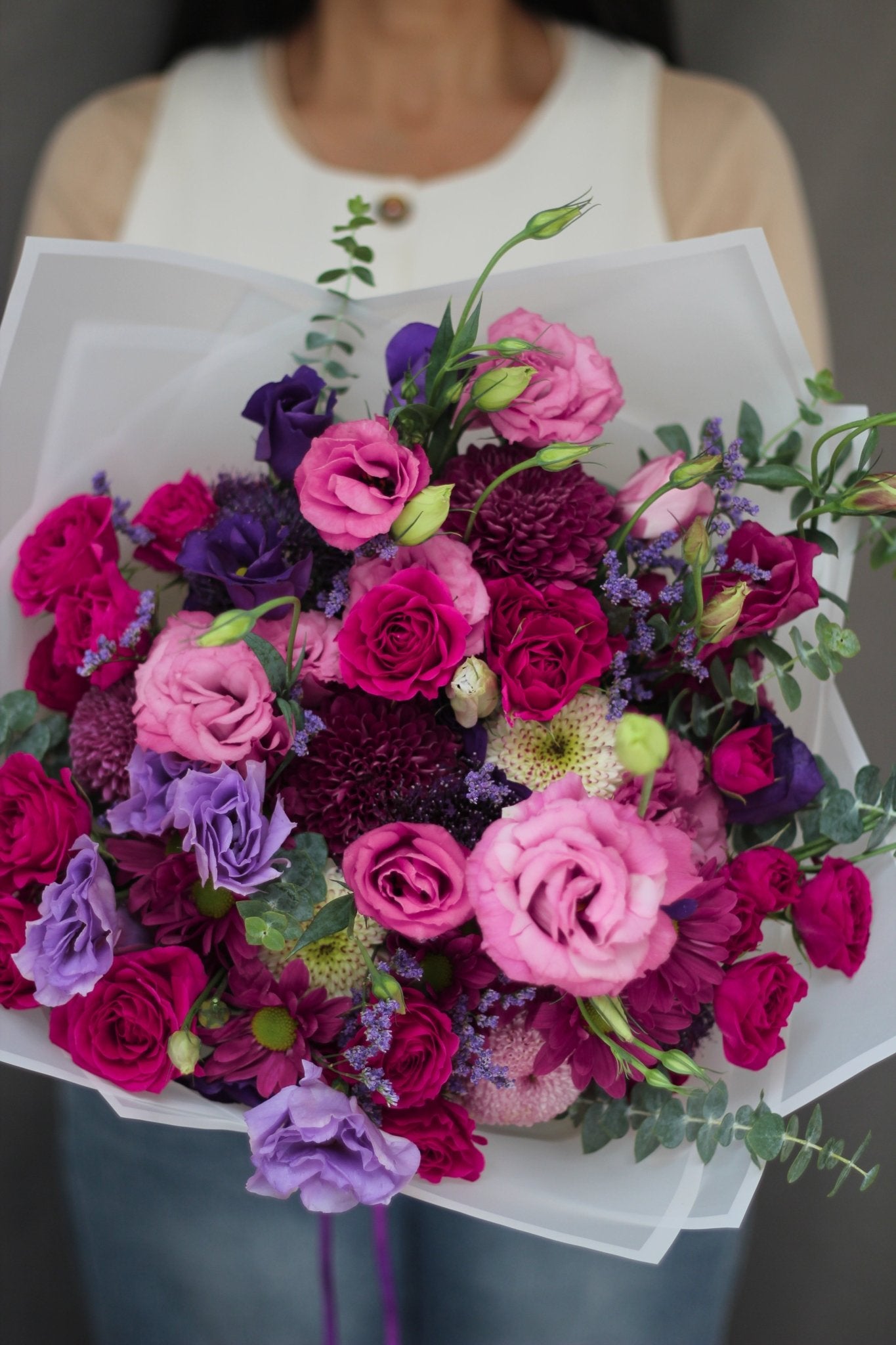 RAMO MIXTO FUCSIA MORADO - JAZMÍN Y BERGAMOTA